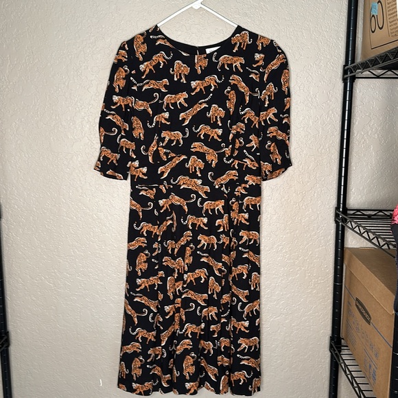 Emily And Fin Women's Black / Brown Meredith Leaping Leopards Dress - Picture 6 of 11